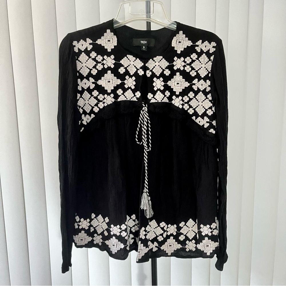 Mossimo for Target Black & White Embroidered Light Jacket